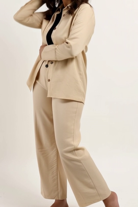 Linen Set (Pants & Shirt) - Beige