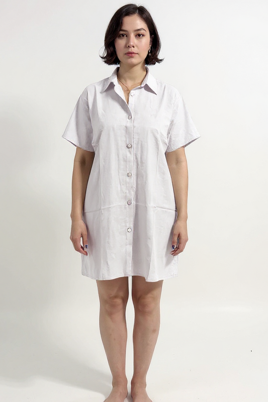 Linen Oversized Beach Dress - White